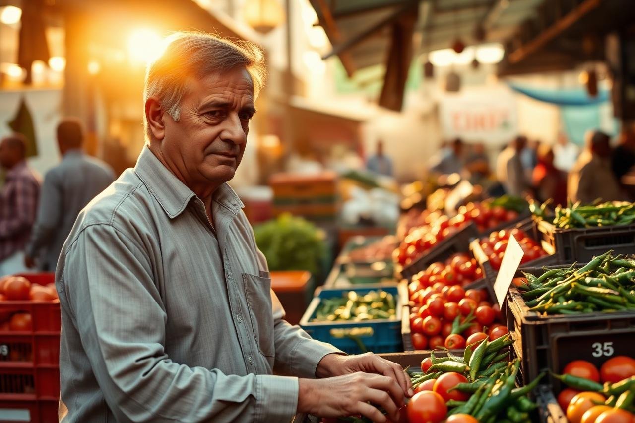 Founder Ch. Ahmed Saeed selecting fresh vegetables at Lahore morning market — Red Chilli Restaurant DHA Phase 6